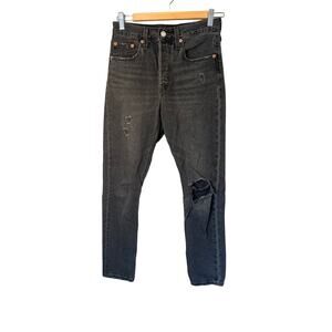 Levi’s 501 Women's Skinny Distressed Black Jeans from Urban Outfitters sz. 25